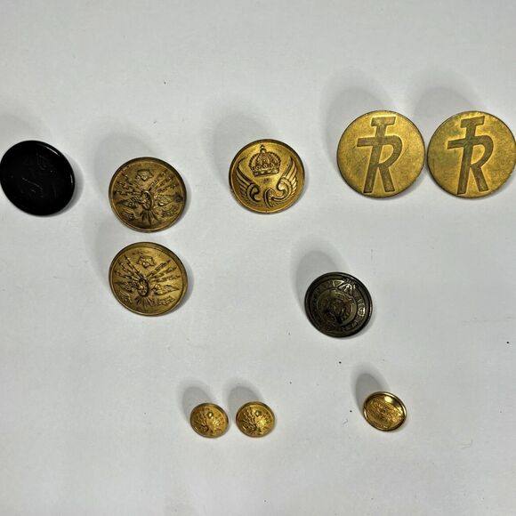 Swedish Stockholm Military Button Lot 10 Brass CC Sporrong Co Sewing Crafts - Picture 1 of 15